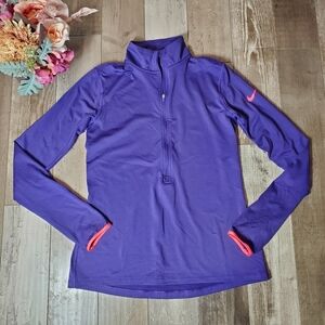 Nike Pro Dri-Fit Purple & Neon Pink Half Zip Long Sleeve Top Size Large NWOT